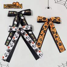 Halloween Bow Hair Clips For Ghost Letter Pumpkin Print Hair Barrettes