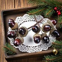 1/4/8 pièces Bouquets de châtaignes artificielles de 11 cm pour décorations d'automne, d'Halloween, de Noël, de mariage, de maison, de salle à manger, de chambre, de cuisine, de fête d'anniversaire, de jardin extérieur, de sapin de Noël, de guirlande, de fête, de décoration hivernale, d'Halloween, de Noël