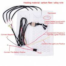 12V/4 piezas Almohadilla calefactada de fibra de carbono, forma redonda Sistema de control dual de 3 niveles, Calentador de asiento de coche universal - Blanco - Ver 7