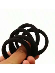 50pcs Set Black & Colorful High Elastic Hair Ties, Simple Seamless Rubber Bands For Ponytail, Solid Color High Stretch Hair Ties For Women, Comfortable & Durable, Essential For Home & Travel - màu đen - Xem 3