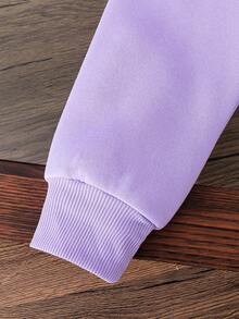 Young Girls' Cartoon Pattern Warm Sweatshirt - Purple - View 5