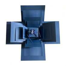 16pcs/Set Red/Blue Explosion Gift Box Set, Surprise Gift Photo Box, Creative DIY Scrapbook Album Accessories, Gift For Couples, Birthday, Proposal, Valentine's Day, Mother's Day, Graduation Party (Excluding Snacks) - Blue - View 5