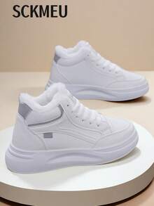 SCKMEU 2025 New Arrival Women's Warm Thermal Lined High-Top Casual Sneakers With Hidden Wedge Heel, Versatile & Comfortable For Winter