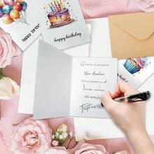 12 pezzi Set di Biglietti di Auguri Colorati con Motivo a Torta di Compleanno (con Buste) - Perfetti per Compleanni, Ringraziamenti e Occasioni Speciali, Forniture Scolastiche, Ritorno a Scuola