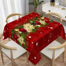 1pc Red & White Plaid Christmas Decor Printed Foldable & Easy Storage Tablecloth, Suitable For Kitchen, Dining Room, Holidays, Parties Home Decor Christmas Decorations Room Decor Winter Christmas Decorations Home Christmas Gifts Christmas Decor