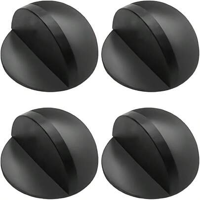 4 قطع موقف باب لاصق ثقيل الوزن مانع للانزلاق، باللون الأسود، لحماية الحائط/الباب، مناسب للأرضيات الصلبة وأبواب الزجاج