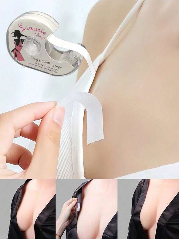 With Anti-Slip Tape Non-Trace Double-Sided Tape Shirt Shirt Collar Anti-Slip Tape Roll Transparent Non-Slip Invisible PET Fashion Sticker 4pcs