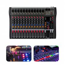 Professional Audio Mixer 48V Phantom Power With 10-Segment LED Indicators XLR/TRS Inputs For Karaoke, Conference - Black - View 1