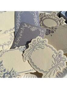 30pcs/Box Vintage Minimalist Boxed Embossed Decorative Paper, Scrapbooking Supplies, Specialty Paper, Thick Cardstock, Artistic Embossed Diary & Journal Craft Material, DIY Background - Multicolor - View 13