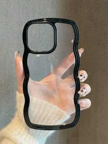 1pc Fashionable Minimalist Wave Design 2-In-1 Transparent Anti-Drop Phone Case Compatible With Apple 11 12 13 14 15 16 17 XR 13 Pro Max 16 Pro Max 17 Plus 17 Pro