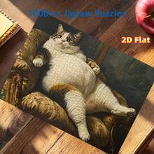 1 Caja (1000 piezas) Rompecabezas plano 2D para adultos con piezas de gato gordo, mejora la coordinación mano-ojo, regalo educativo para Halloween, Acción de Gracias, Navidad, Año Nuevo, Día de San Valentín, para mayores de 14 años, juego de rompecabezas avanzado para adultos