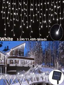 Solar Powered Snowflake And Ice Pillar String Lights, 96/160 LED ...
