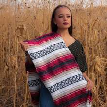 Blankets & Throws - Pink With Blue and Purple - View 3