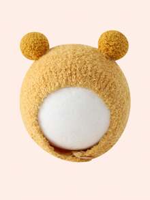 1pc 3-24 Months Baby Double Pom-Pom Plush Hat, Cute Cartoon Baby Hat Series, Warm Knitted Baby Hat For Autumn/Winter, Comfortable & Warm Baby Knitted Hat, Fashionable & Warm Baby Hat, Premium Baby Hat Selection, Essential Baby Winter Accessory - Big Ball Button Tire Hat - View 5