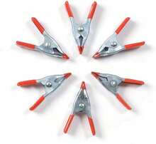 COSHANO 6 pinzas de resorte de metal de 10,2 cm, pinzas de resorte de metal, recubiertas de goma, color plata y rojo (6 Pzas - 2") - Gris - Ver 2