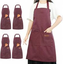 4 Piezas Delantales para Mujeres Hombres Barbacoa Chef Cocina Delantal de Cocina Ajustable con Bolsillos para Parrilla Unisex Hornear Pintura Arte Estilista Lavavajillas - Rosa - Ver 13