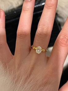 Luxury Flashy Moissanite Ring With Micro Pave Setting, Elegant & Unique Pigeon Egg Design, Fashion Lady Ring