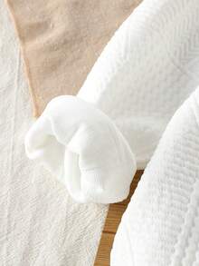 2 件套男童秋季运动衫套装，可爱熊图案圆领长袖上衣和蓝色牛仔长裤 - 白色 - 查看 4