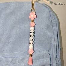 1-Piece Flower Bag Charm, Tassel Pendant, Available In Multiple Flower Colors, Customizable With Name And Initials Beads, Suitable As A Birthday/Holiday Gift For Mother/Family/Girlfriend. - Multicolor - View 11