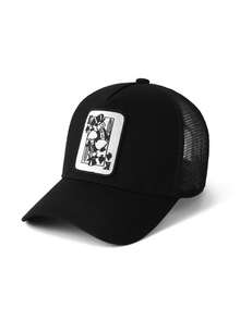 1 Piece Poker Embroidery Trucker Hat, Unisex Casual Outdoor Sun Protection Fitted Cap - Mesh Hat (trucker Hat) - View 9