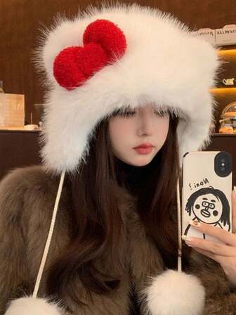 Sanrio 1顶可爱卡通Hello Kitty蝴蝶结针织帽，加厚保暖护耳，适合冬季佩戴