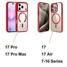 透明磁吸手机壳，兼容 17 Pro Max、16、15、14、13、12、11 Pro Plus Max、Mini 7、8、SE、16e、7P、X、XR、Xs Max，防震保护套，兼容三星 S25 Ultra、S24 Ultra、S23 FE、S22+ - 紅色 - 查看 9