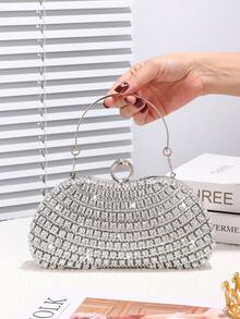 Luxury Crystal Gemstone Shaped Evening Bag, Elegant Sparkling Wristlet Clutch Purse, Suitable For Wedding Party Banquet, Birthday Gift, Valentine's Day Gift For Women, Clutch Bag For Wedding