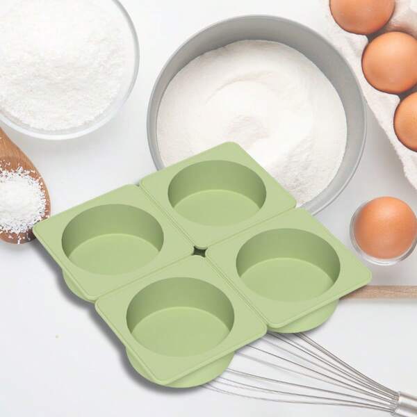 1 Piece/4 Grids Round Cake Mold Quick Release Silicone Cake Mold Baking Tool, For Cakes, Bread, Hamburgers, Desserts Mold Tray Kitchen Use Baking Tools