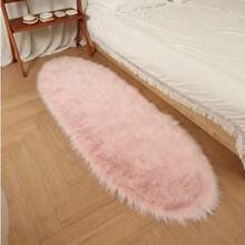 1pc Fluffy Rug, Multiple Colors Available, 180cm Long X 60cm Wide, Non-Slip, Hand/Machine Washable, Suitable For Autumn/Winter, Oval Shape Carpet For Living Room, Bedroom, Bedside, Sofa, Wedding, Christmas, Fireplace, Dining Table, Outdoor Patio, Plush Soft Luxury Home Decor Kitchen Rug