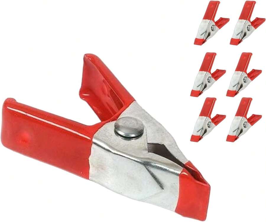 COSHANO 6 pinzas de resorte de metal de 10,2 cm, pinzas de resorte de metal, recubiertas de goma, color plata y rojo (6 Pzas - 2") - Gris - Ver 1