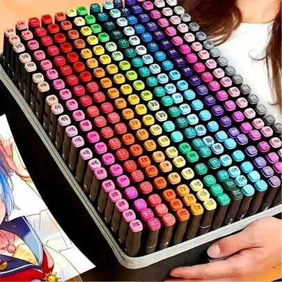 12/24/36/40/48/60/80/100/120/168/204/262 Colors Dual Tip Marker Pens, Art Drawing Markers With Marker Stand And Carrying Bag, Hand Lettering Design Pen Set, Professional Art Supplies, Stationery Gift, Christmas & Birthday Gift