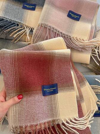 1pc Plaid Patchwork Contrast Color Scarf, Fashionable & Warm, Unisex Design For Autumn/Winter