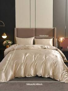 3pcs/Set Plain Color Polyester Duvet Cover Set, Solid Color Four-Corner Design, Set Includes: 1 Zippered Duvet Cover (No Inner Filler) + 2 Pillowcases (No Inner Filler), Suitable For Bedroom/Travel/Dormitory (Boys & Girls)