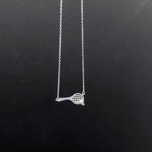 1pc Fashionable Tennis Racket Pearl Pendant Necklace, Elegant & Versatile Collarbone Chain - Necklace - View 9