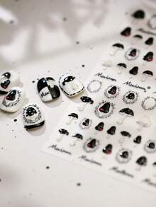 Dark Vintage Mushroom 5D Nail Stickers Cute Cartoon Plant Jelly Gothic Whimsical Self Adhesive Decoration Nail Art Decals