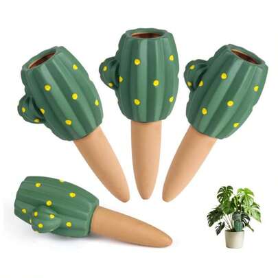 4Pack Terracotta Watering Spikes For Indoor Plants,Plant Watering Globes Garden Plant Waterer,Self Watering Planter Insert Stakes While Away