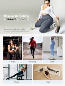 TNTOR Leggings deportivos de cintura elástica de unicolor sin costuras para mujer talla grande TNTOR, aptos para deportes al aire libre y fitness, cómodos y transpirables, control abdominal T094-7