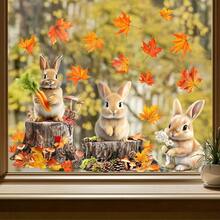 1 Pc 1 Hedgehog, Bunny, And Maple Leaf PVC Sticker - Autumn Forest Pattern, Self-Adhesive Removable Wall Decal, Easy To Remove And Apply, Suitable For Modern Home Decor, Bedrooms, Living Rooms, Balconies, Or Window Displays, Decorative Window Stickers, Modern Style, Durable Stickers, Home Decor Stickers To Brighten Up Your Life, Wall Decor Room Decor Wall Stickers Wall Sticker