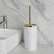 New Arrival! Recommended Essential Home Item - 1 Set Electroplated Long Handle Toilet Brush, Cleans Toilet Bowl Thoroughly, Bathroom Cleaning Tool, Combines Aesthetics And Functionality, Easy Toilet Cleaning - White - View 8