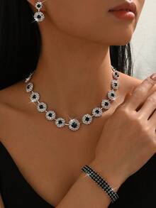 4pcs Women's Jewelry Set - Necklace, Earrings, Bracelet, Polka Dot Retro Style Bridal Accessories, Thanksgiving Season