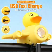 1PC Yellow Duck Glowing Bike Bell Ren's Bike Bell Horn 3 Modes Night Riding Bicycle Headlight Bicycle Front Lamp Bike Accessory
