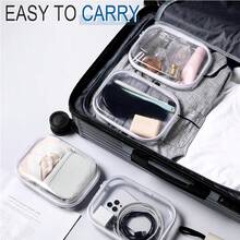 3pcs Transparent Zipper Storage Bags Set, Hard Plastic Zipper Storage Boxes, Portable Travel Organizer Containers - Multicolor - View 4