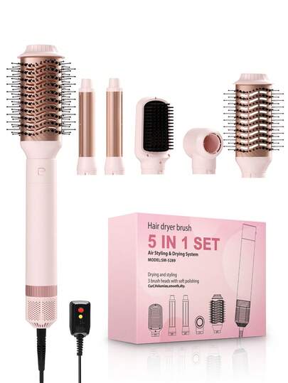 Hair Dryer Brush Detachable 5-In-1 Styling & Drying System, Fast Drying, Curl Smoothing & Styling, Automatic Curling Iron, Straightener/Hair Straightening Brush, Suitable For Straight Hair, Curly Hair, Wavy Hair, Suitable Gift