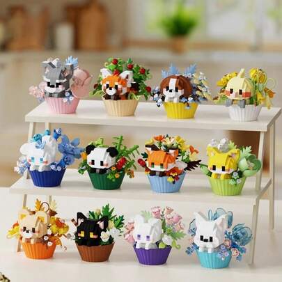 Gâteau de dessert, figurine de panda, blocs de construction de personnage de dessin animé, ornement, poupée cadeau, convient comme cadeau d'échange pour femmes, cadeau d'anniversaire, cadeau de Noël, cadeau de Nouvel An