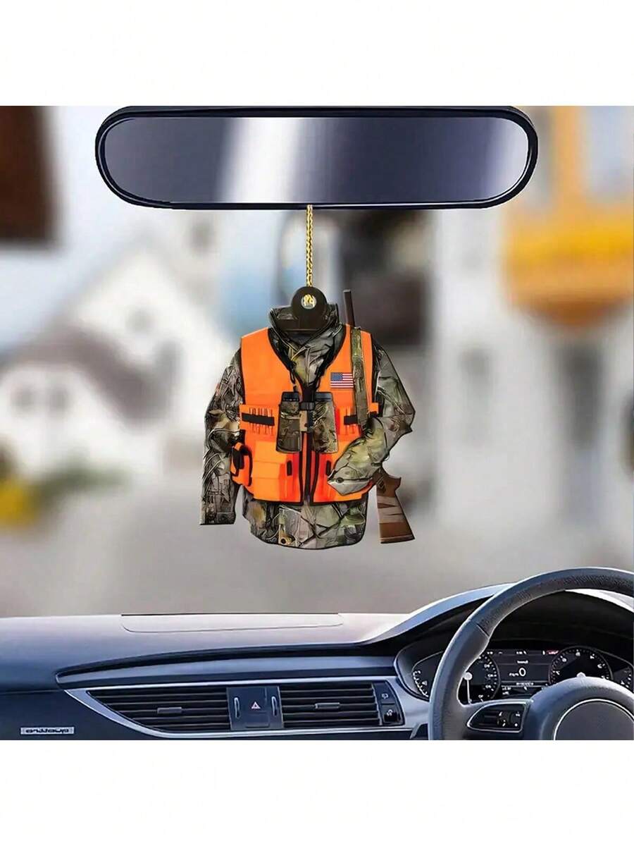 2D Acrylic Hunting Gear Car Rearview Mirror Ornament - Home, Outdoor & Theme Party Multi-Functional Decoration, Perfect Christmas Tree Decoration, Ideal Dad Gift - Multicolor - View 1
