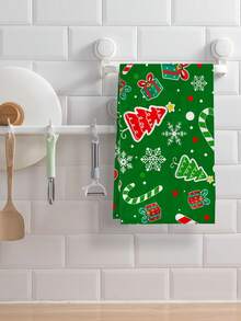 2 pièces Serviettes à main super douces de la série de Noël, en polyester ultra doux, chiffons à vaisselle tissés, lavage à la main uniquement, décoration de style ferme moderne, cadeaux pour le voisinage, fournitures de nettoyage, torchons de cuisine