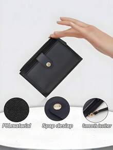 Ultra-Slim Compact Wallet With 6 Card Slots And Snap Closure Stylish, Slimline And Lightweight Portable Wallet ID Card Holder With Coin Pocket Birthday Gift, Anniversary Present, Valentine's Day Gift For Ladies, Young Women, Teenagers, Students Backpack Essentials, Study Supplies, Dormitory Items Back-To-School Gift, Gift Bag Card Holder, Wallet, Business Card Case, Credit Card Holder Women's Wallet, Mini Wallet, Clutch Bag, Card Holder