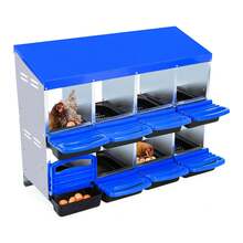 Chicken Nesting Box,Metal Roll Away Chicken Laying Box With Lid Cover To Protect Eggs,Easy Egg Collection,Cleanable For Chicken - 8 cuadrículas azules (sin corchetes) - Ver 1