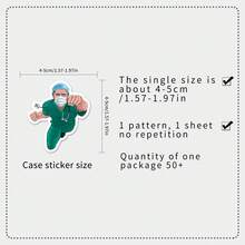 50 piezas Pegatinas planas creativas y lindas de dibujos animados de médicos y enfermeras para bricolaje, planificador, scrapbooking, decoración de pared, decoración del hogar