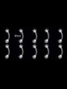 10 قطع من حلقات الاختراق الشفافة من البيوفليكس لأنف وبطن وحاجز الأنف والحاجب والشفة والغضروف والأذن الخرطومية، حلقات اختراق بلاستيكية للعمل والمدرسة